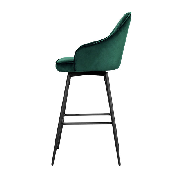 Artiss Set of 2 Bar Stools Kitchen Stool Dining Chairs Velvet Chair Barstool Green Mesial Artiss