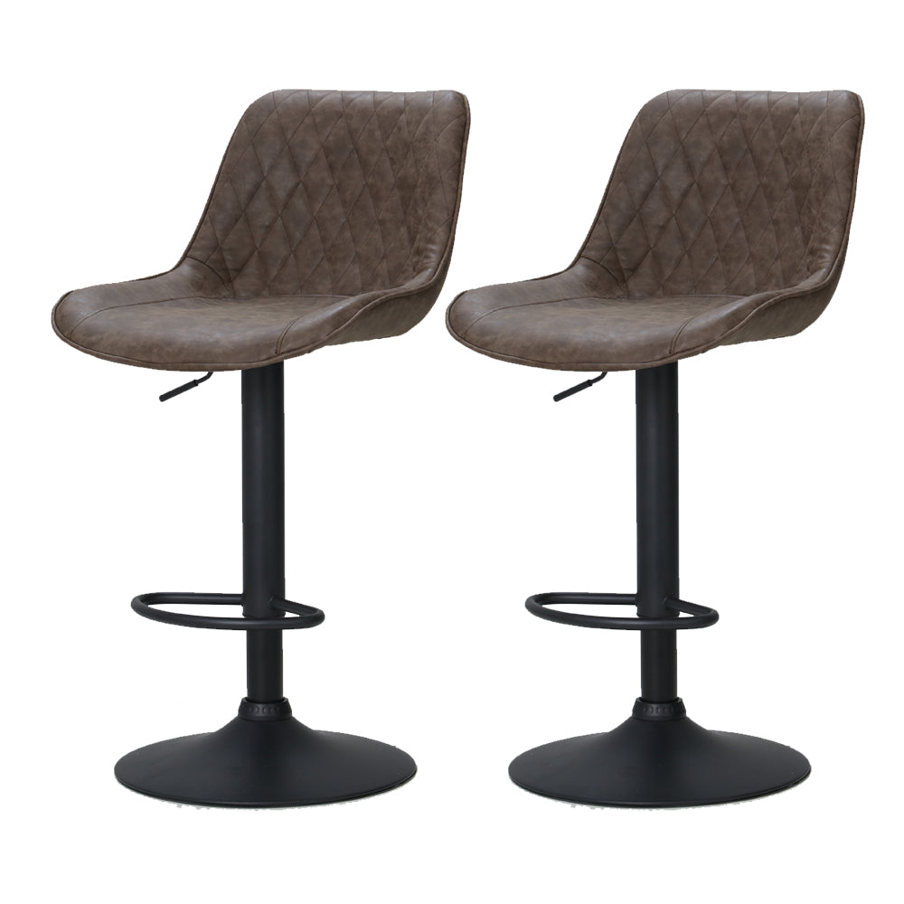 Artiss Set of 2 Bar Stools Kitchen Stool Chairs Metal Barstool Dining Chair Brown Rushal Artiss