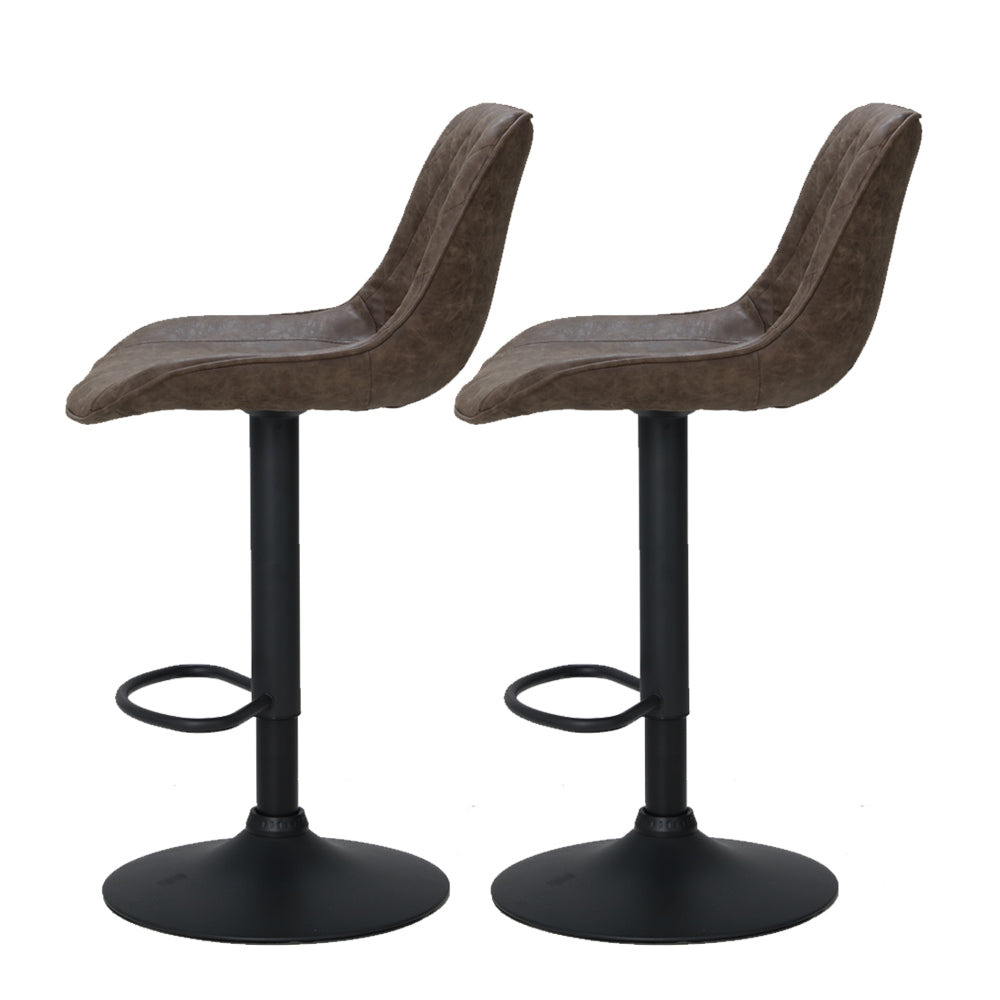 Artiss Set of 2 Bar Stools Kitchen Stool Chairs Metal Barstool Dining Chair Brown Rushal Artiss