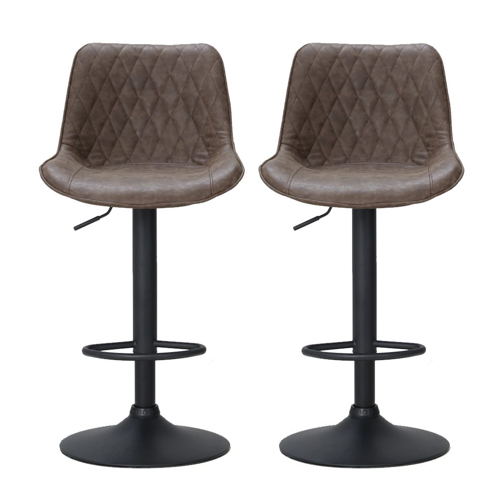 Artiss Set of 2 Bar Stools Kitchen Stool Chairs Metal Barstool Dining Chair Brown Rushal Artiss