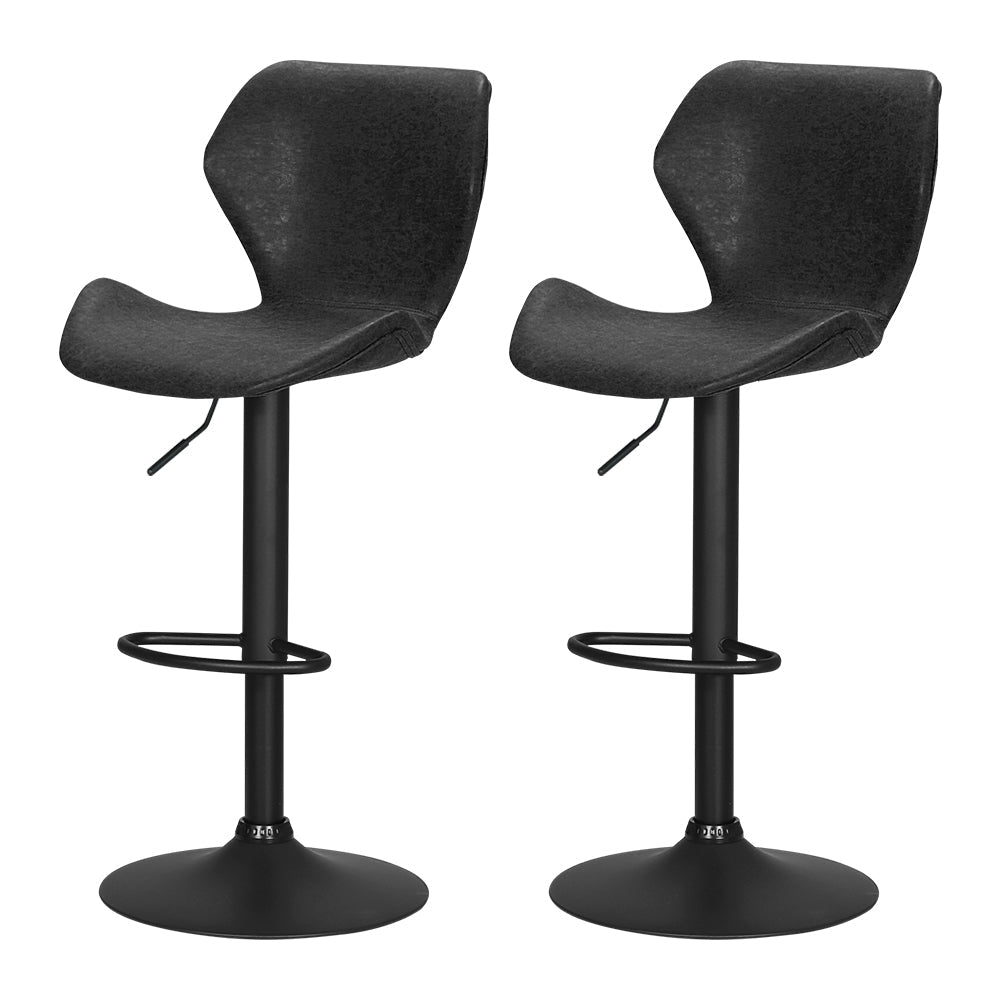 Artiss Set of 2 Bar Stools Kitchen Stool Chairs Metal Barstool Swivel Black Frawley Artiss