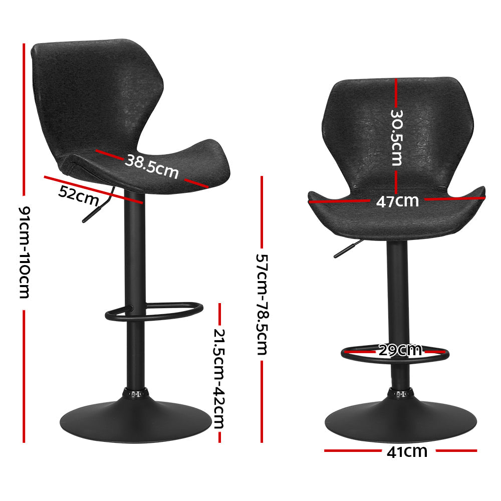 Artiss Set of 2 Bar Stools Kitchen Stool Chairs Metal Barstool Swivel Black Frawley Artiss