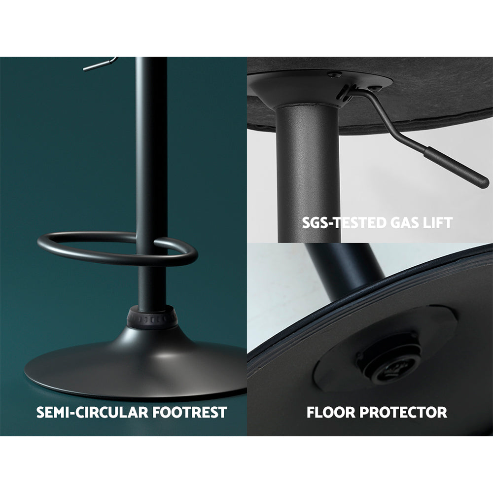 Artiss Set of 2 Bar Stools Kitchen Stool Chairs Metal Barstool Swivel Black Frawley Artiss