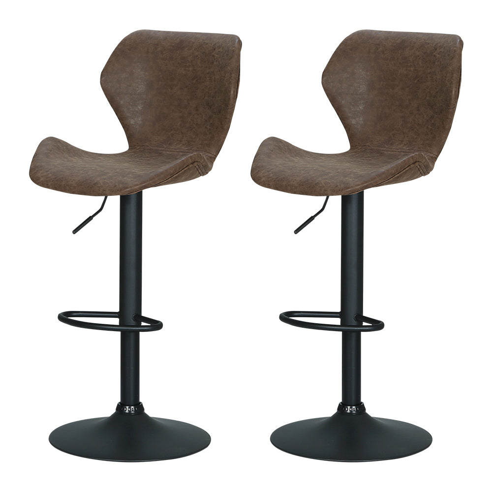 Artiss Set of 2 Bar Stools Kitchen Stool Chairs Metal Barstool Swivel Brown Frawley Artiss