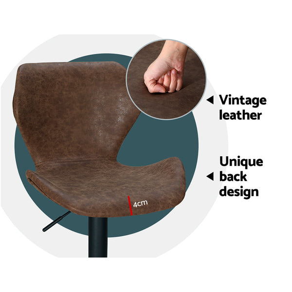 Artiss Set of 2 Bar Stools Kitchen Stool Chairs Metal Barstool Swivel Brown Frawley Artiss