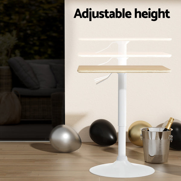 Artiss Bar Table Swivel Base Gas Lift Counter Dining Table 60CM Square Pine Artiss