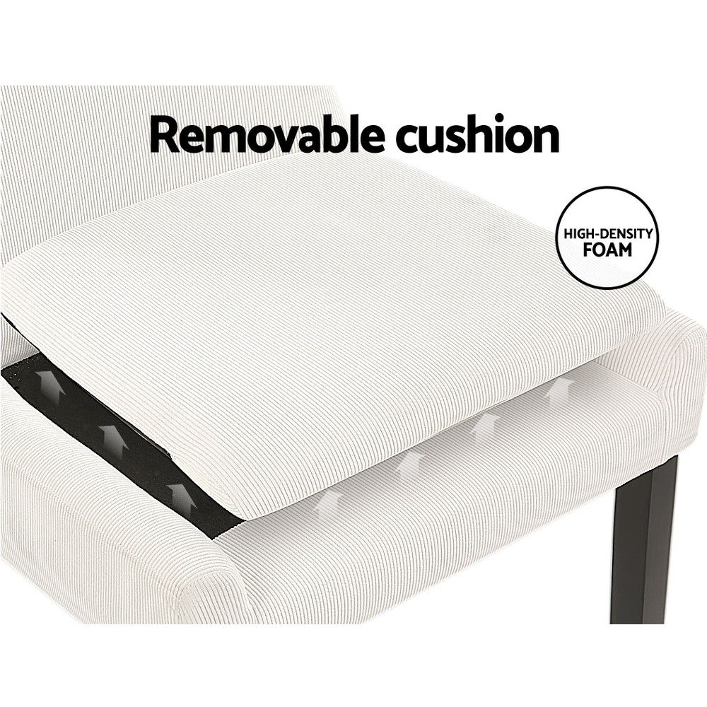 Artiss Dining Chairs Kitchen Cafe Chairs Corduroy Upholstered Beige Set of 2 Artiss