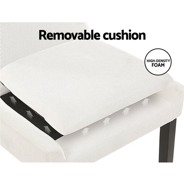 Artiss Dining Chairs Kitchen Cafe Chairs Corduroy Upholstered Beige Set of 2 Artiss