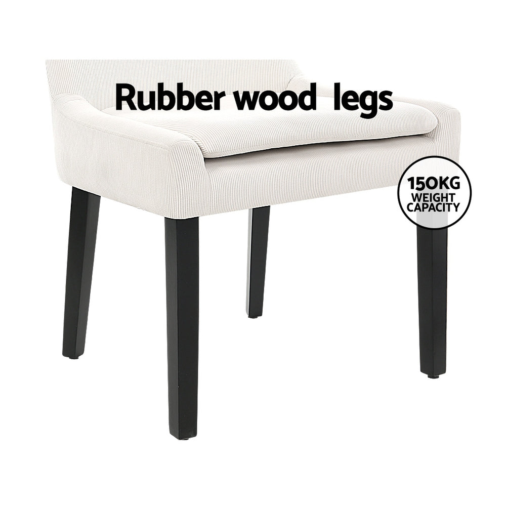 Artiss Dining Chairs Kitchen Cafe Chairs Corduroy Upholstered Beige Set of 2 Artiss