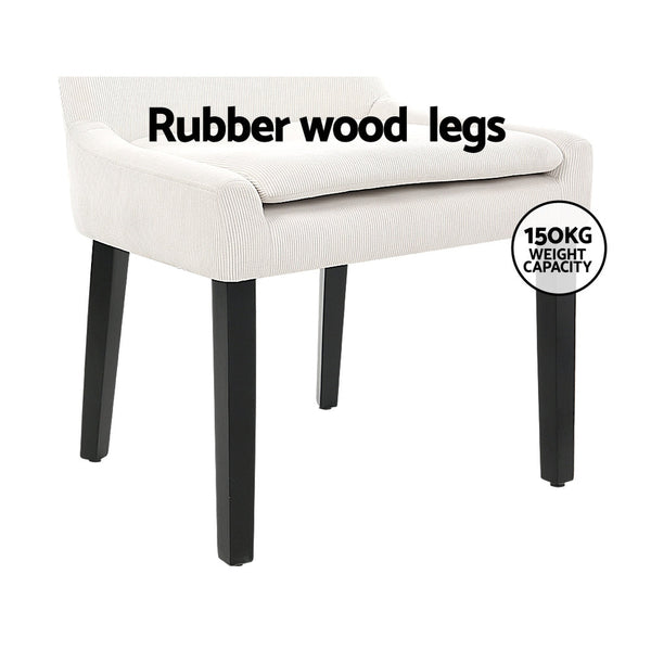 Artiss Dining Chairs Kitchen Cafe Chairs Corduroy Upholstered Beige Set of 2 Artiss