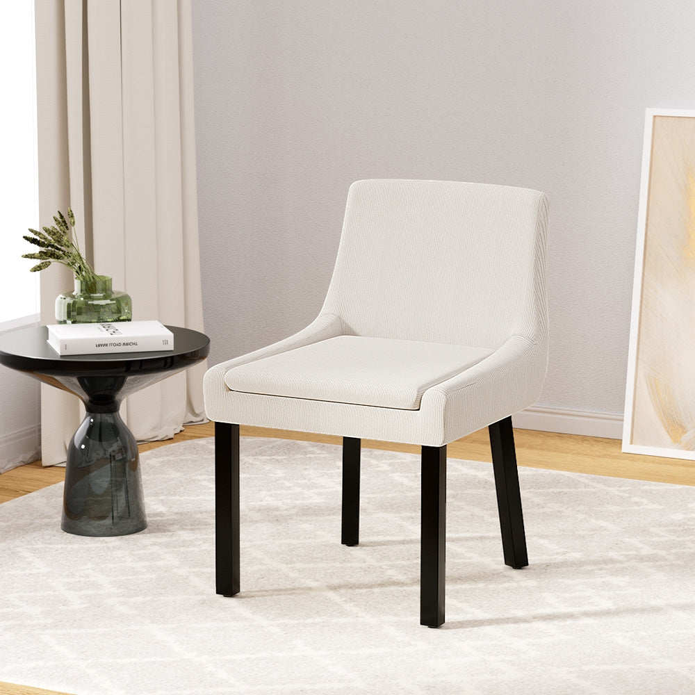 Artiss Dining Chairs Kitchen Cafe Chairs Corduroy Upholstered Beige Set of 2 Artiss