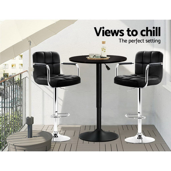 Artiss Bar Table Kitchen Tables Swivel Round Metal Black Artiss