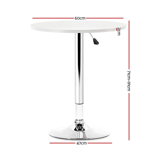 Artiss Bar Table Kitchen Tables Swivel Round Metal White Artiss