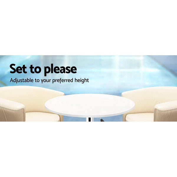 Artiss Bar Table Kitchen Tables Swivel Round Metal White Artiss