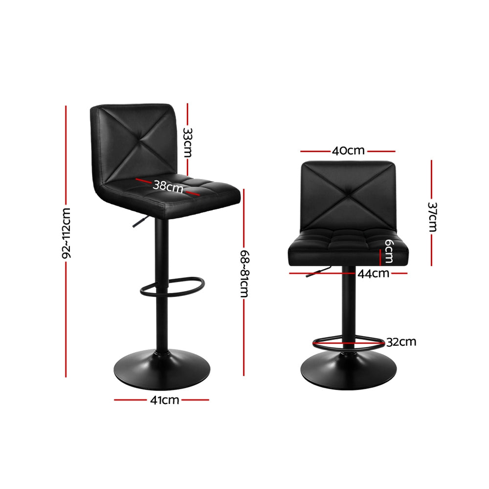 Artiss Set of 2 PU Leather Gas Lift Bar Stools - Black freeshipping - Awezingly
