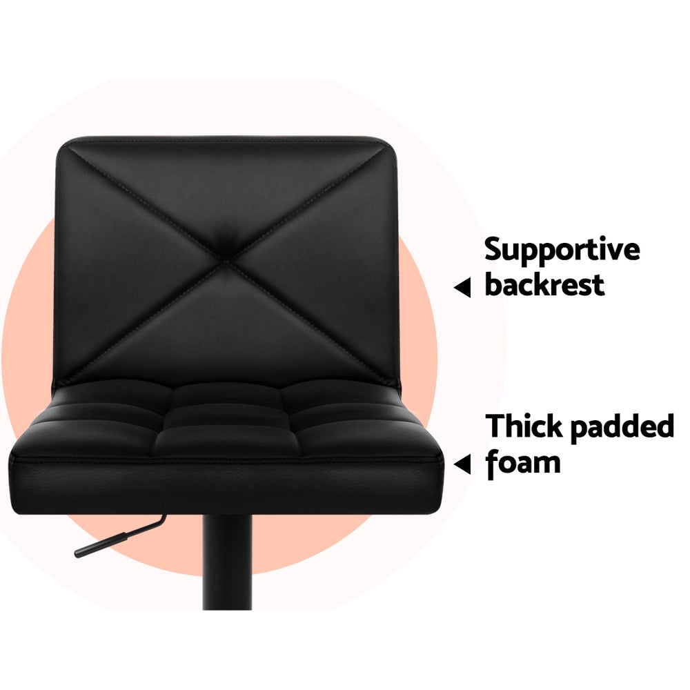 Artiss Set of 2 PU Leather Gas Lift Bar Stools - Black freeshipping - Awezingly