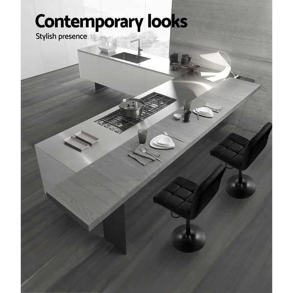 Artiss Set of 2 PU Leather Gas Lift Bar Stools - Black freeshipping - Awezingly