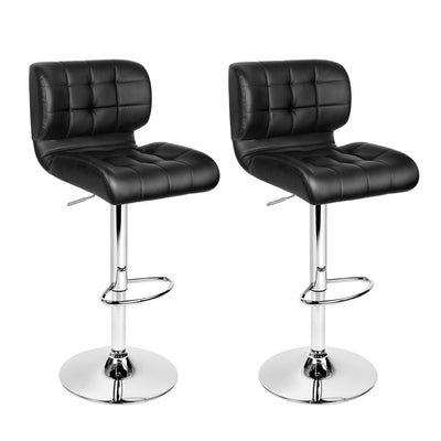 Artiss Set of 2 PU Leather Gas Lift Bar Stools - Black