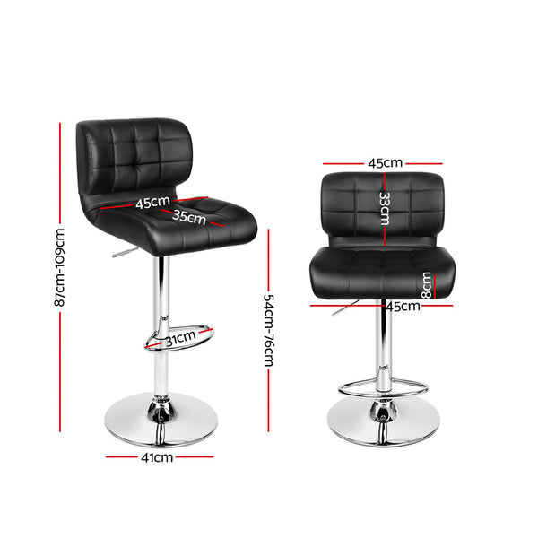 Artiss Set of 2 PU Leather Gas Lift Bar Stools - Black Artiss
