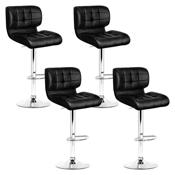 Artiss Set of 4 PU Leather Gas Lift Bar Stools - Black and Chrome Artiss