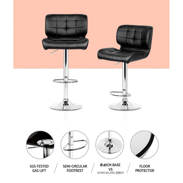 Artiss Set of 4 PU Leather Gas Lift Bar Stools - Black and Chrome Artiss