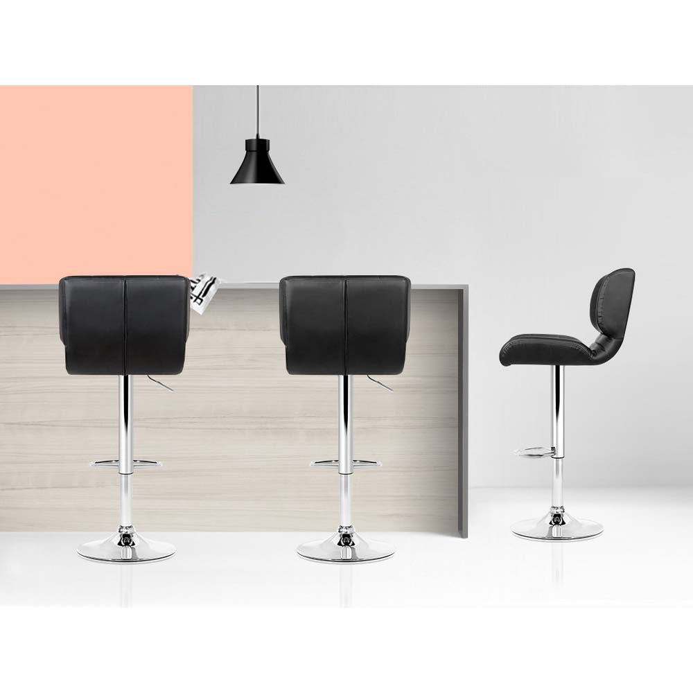 Artiss Set of 4 PU Leather Gas Lift Bar Stools - Black and Chrome Artiss