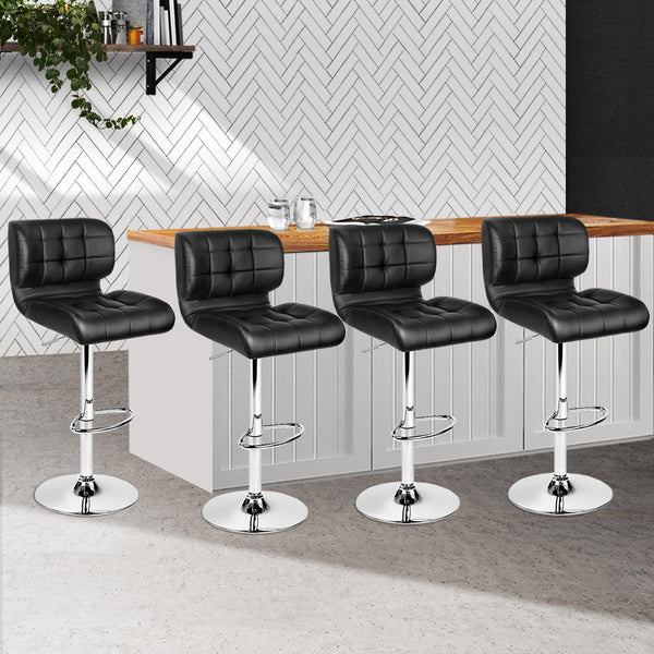 Artiss Set of 4 PU Leather Gas Lift Bar Stools - Black and Chrome Artiss