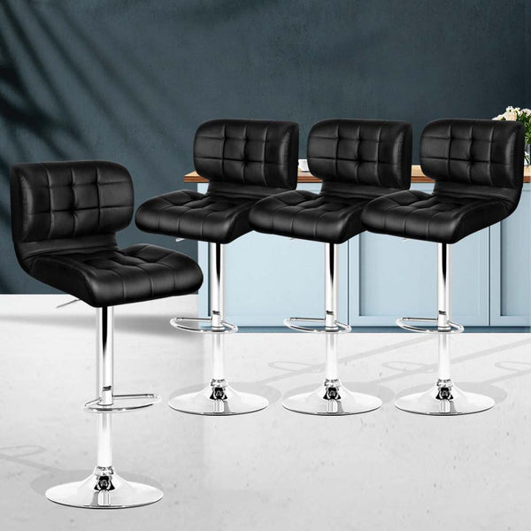 Artiss Set of 4 PU Leather Gas Lift Bar Stools - Black and Chrome Artiss