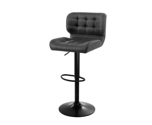 Artiss 2x Kitchen Bar Stools Gas Lift Bar Stool Chairs Swivel Leather Black Grey freeshipping - Awezingly