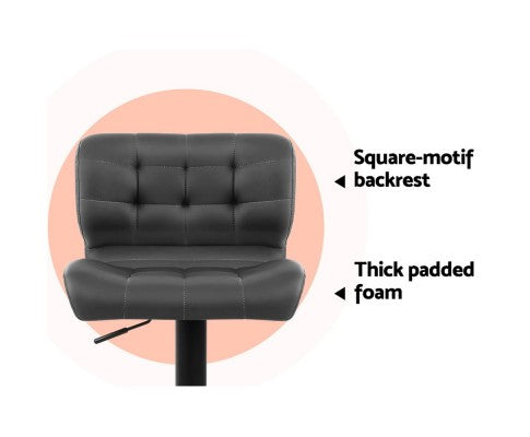 Artiss 2x Kitchen Bar Stools Gas Lift Bar Stool Chairs Swivel Leather Black Grey freeshipping - Awezingly