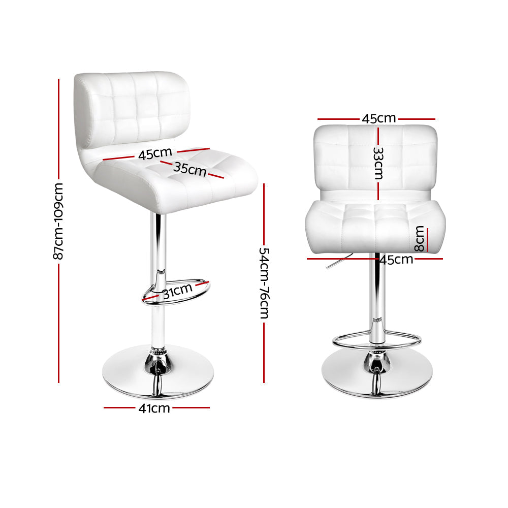 Artiss Set of 2 PU Leather Gas Lift Bar Stools - White Artiss