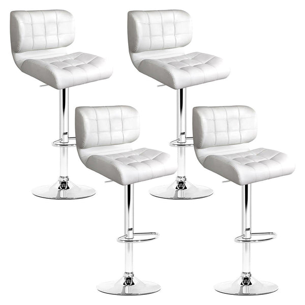 Artiss Set of 4 PU Leather Gas Lift Bar Stools - White and Chrome Artiss