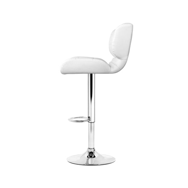 Artiss Set of 4 PU Leather Gas Lift Bar Stools - White and Chrome Artiss