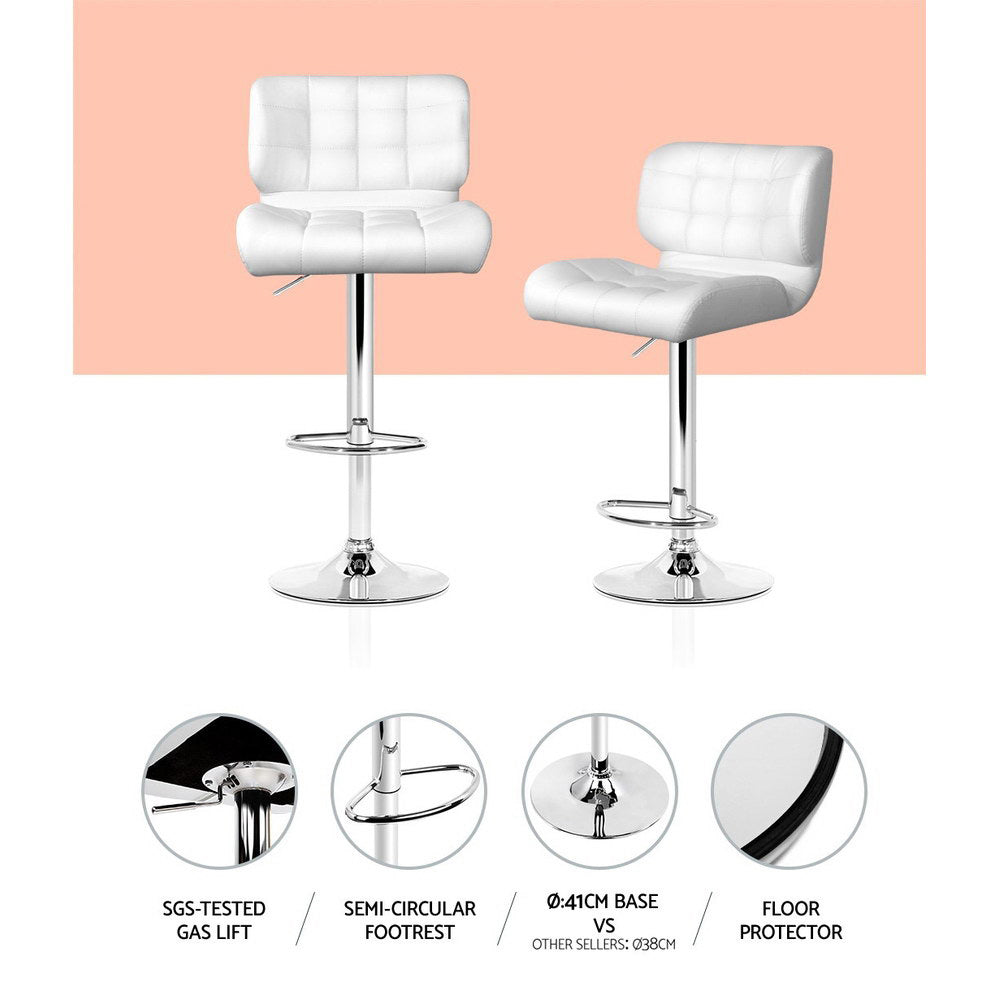 Artiss Set of 4 PU Leather Gas Lift Bar Stools - White and Chrome Artiss