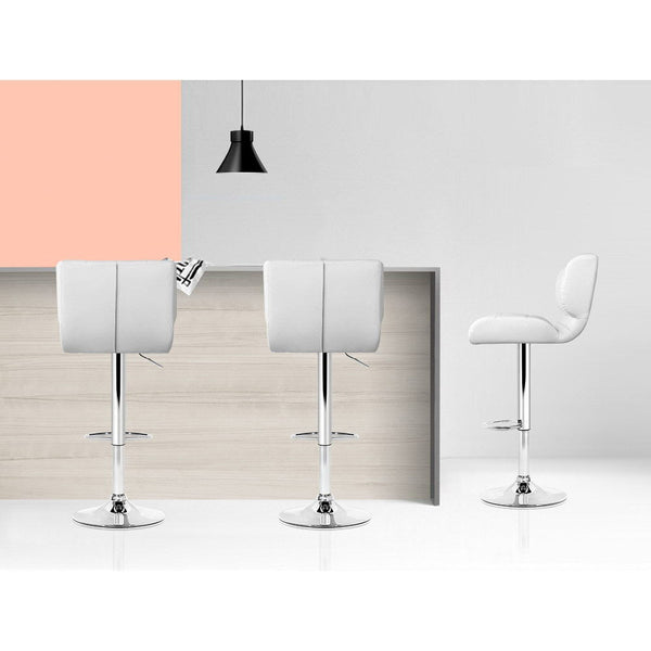 Artiss Set of 4 PU Leather Gas Lift Bar Stools - White and Chrome Artiss