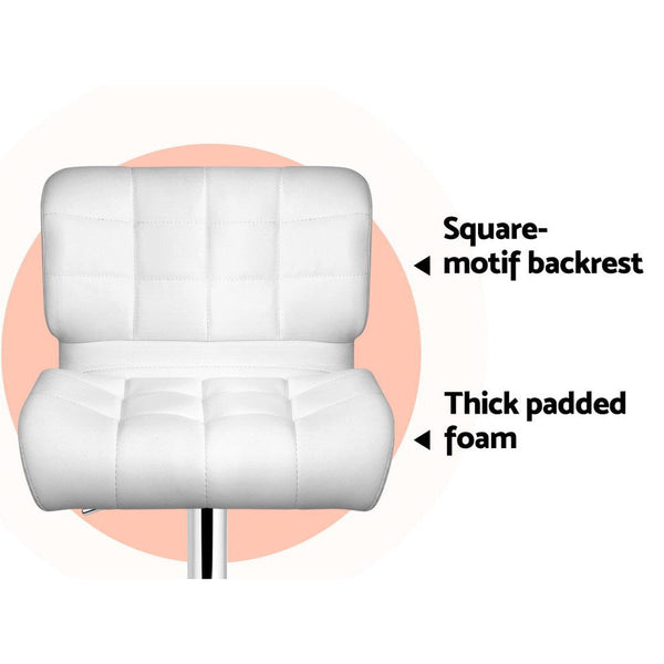 Artiss Set of 4 PU Leather Gas Lift Bar Stools - White and Chrome Artiss