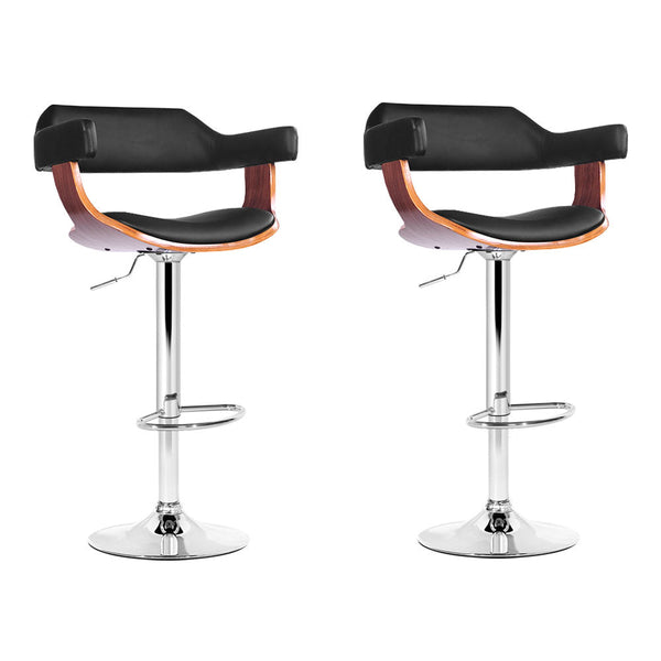Artiss Set of 2 Wooden Bar Stool - Black and Wood Artiss