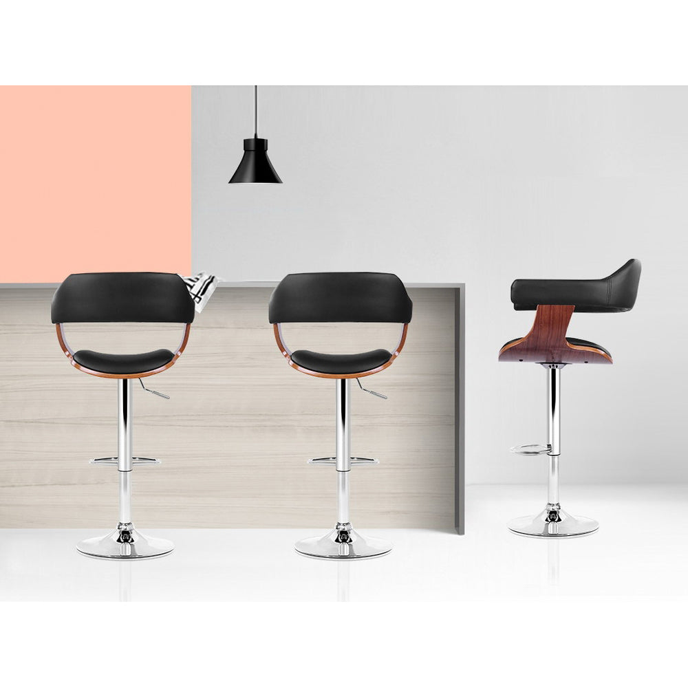 Artiss Set of 2 Wooden Bar Stool - Black and Wood Artiss