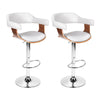 Artiss Set of 2 Wooden PU Leather Bar Stool - White and Chrome