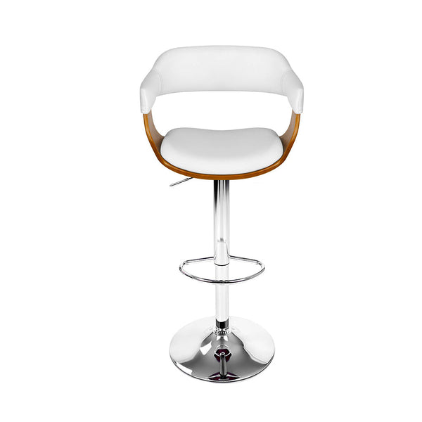Artiss Set of 2 Wooden PU Leather Bar Stool - White and Chrome Artiss