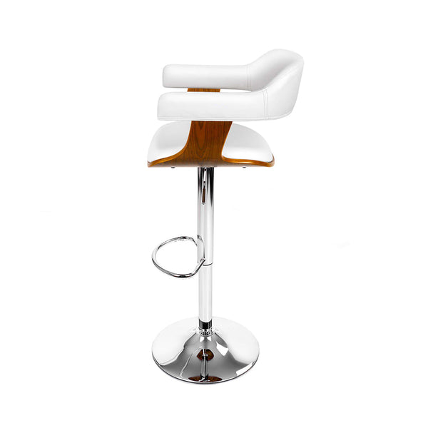 Artiss Set of 2 Wooden PU Leather Bar Stool - White and Chrome Artiss