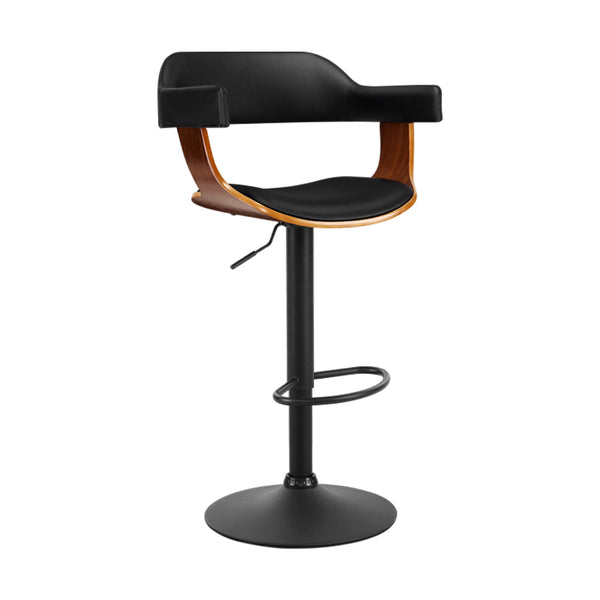 Artiss Wooden Bar Stool Gas Lift Leather - Black Artiss