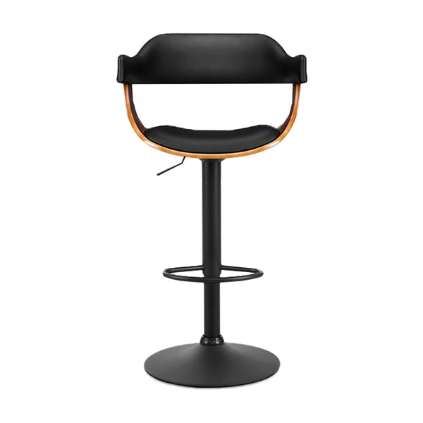 Artiss Wooden Bar Stool Gas Lift Leather - Black Artiss
