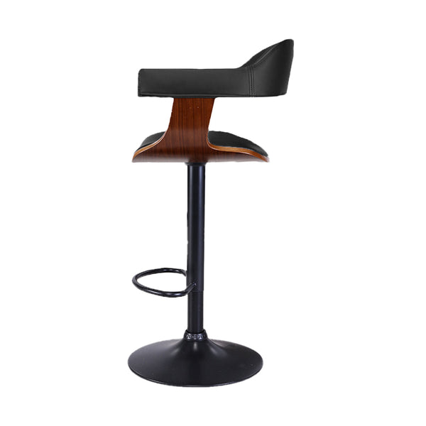 Artiss Wooden Bar Stool Gas Lift Leather - Black Artiss