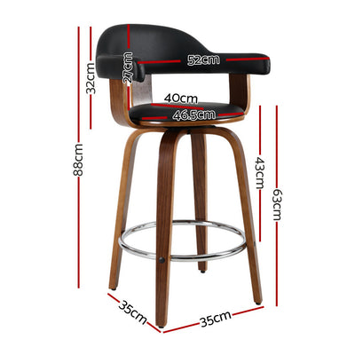 Artiss 2x Bar Stools Wooden Swivel Bar Stool Kitchen Dining Chair Wood Black