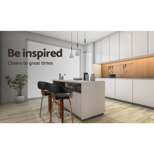 Artiss 2x Bar Stools Wooden Swivel Bar Stool Kitchen Dining Chair Wood Black Artiss