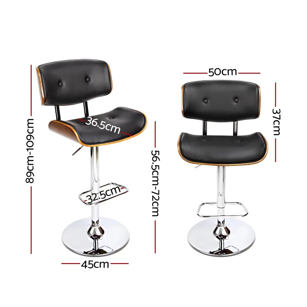 Artiss Wooden Gas Lift  Bar Stools - Black Artiss