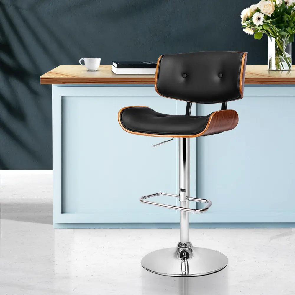 Artiss Wooden Gas Lift  Bar Stools - Black Artiss