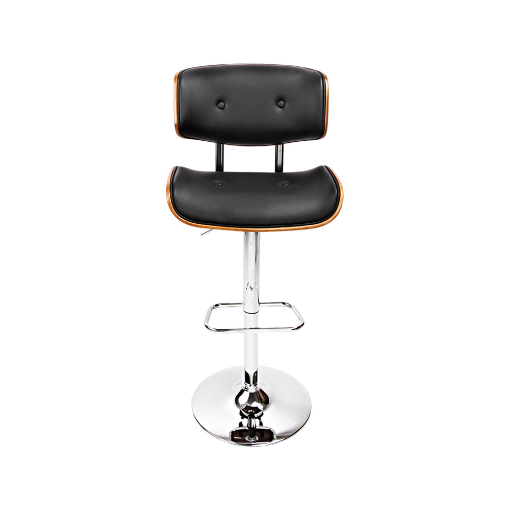 Artiss Set of 2 Wooden Gas Lift Bar Stools - Black and Chrome Artiss