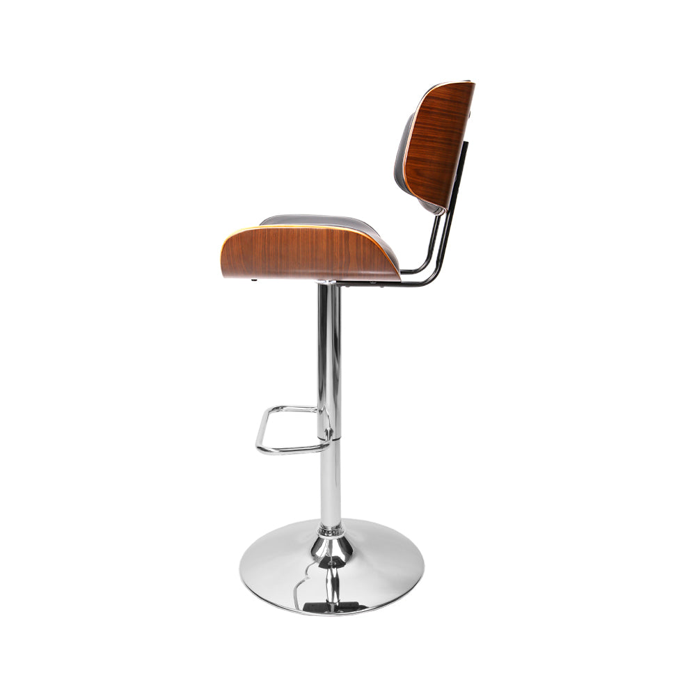 Artiss Set of 2 Wooden Gas Lift Bar Stools - Black and Chrome Artiss